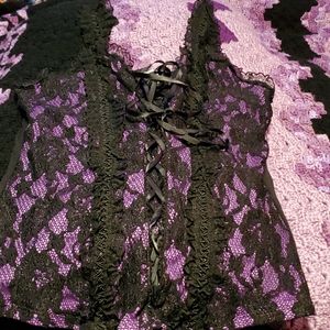 Lacy purple and black tank top